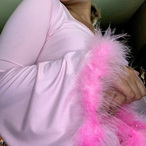 90s inspired cropped long sleeve feather sleeve top ( WOMENS XS)